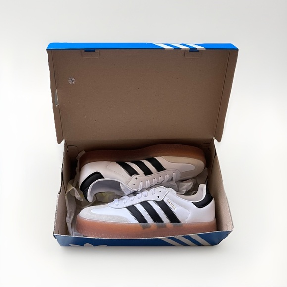 Size 6.5w - Adidas Originals Sambae W Cloud White Metallic Gold Women's JI1349 - Picture 9 of 10